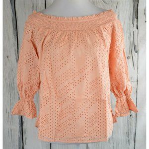 Eva Longoria Off-Shoulder Blouses Top Shirt Eyelet